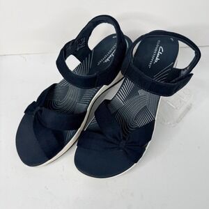 Clarks Cloudsteppers Arla Shore Navy Comfort Sandals Womens 10M